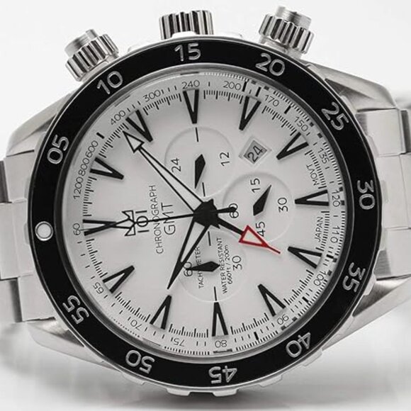 Hyakuichi 101 Chronograph GMT watch, brand new in box, white dial - Picture 4 of 7